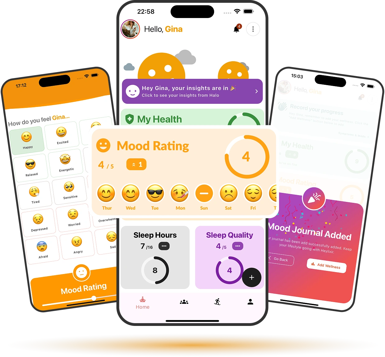 Find the patterns behind pain, fatigue & flares Heylixir app screenshot showing how tracking uncovers patterns behind pain, fatigue, and flare-ups