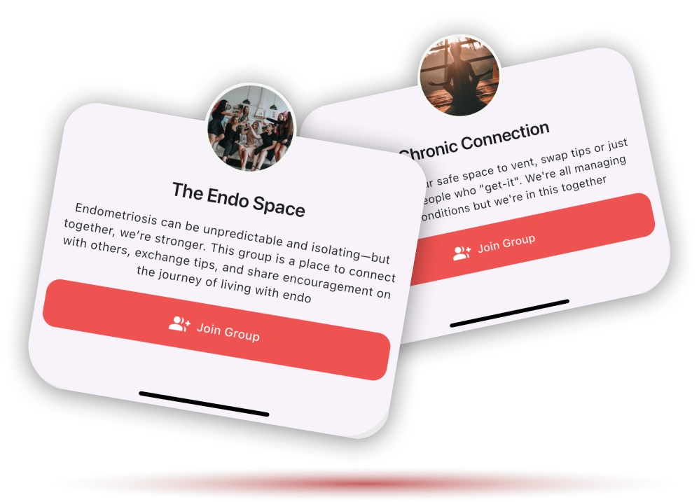 Heylixir in-app chronic illness community Heylixir chronic illness community groups you can join inside the app